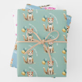Leuke kattenliefhebber verjaardagscadeau inpakpapier vel (In situ)