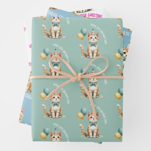 Leuke kattenliefhebber verjaardagscadeau inpakpapier vel (In situ)