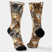 Leuke kattenprint Sokken - Perfect voor kattenlief (Gebogen)