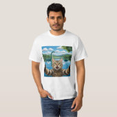 Leuke kattenselfie met Loch Ness Monster Cool Kat T-shirt (Voorkant volledig)