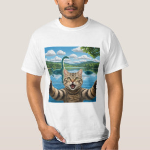 Leuke kattenselfie met Loch Ness Monster Cool Kat T-shirt