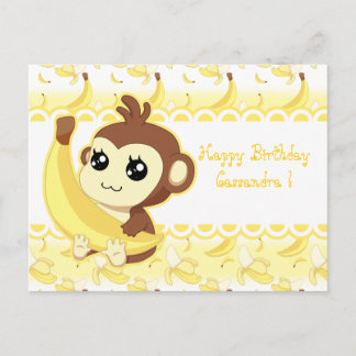 Leuke Kawaii aap houdt banaan Briefkaart