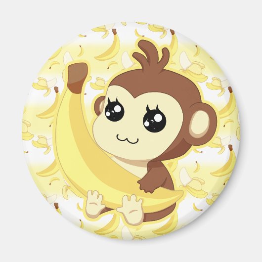 Leuke Kawaii aap houdt banaan Magneet (Voorkant)