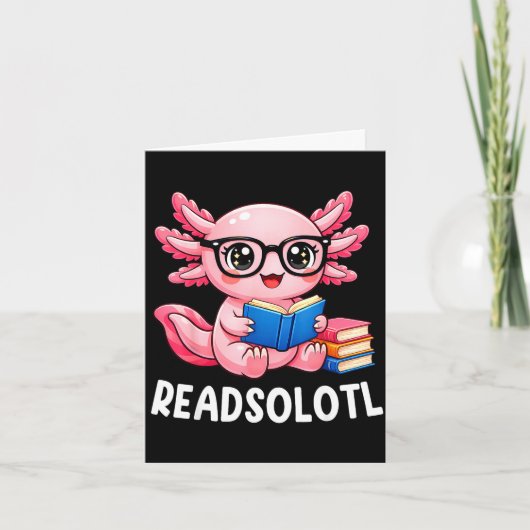 Leuke kawaii axolotl grappig boek lezen kaart (Voorkant)