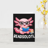 Leuke kawaii axolotl grappig boek lezen kaart (Gele Bloem)