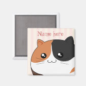 Leuke Kawaii Calico kitty cat Magneet (Voorkant / Achterkant)