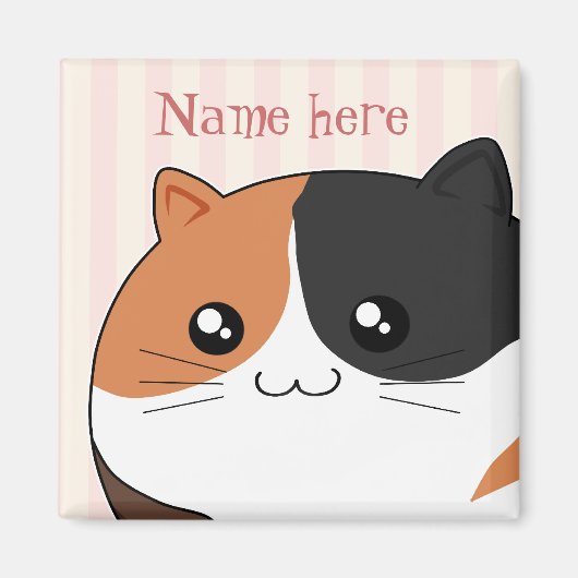 Leuke Kawaii Calico kitty cat Magneet (Voorkant)