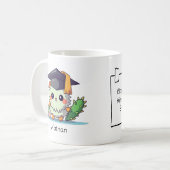 Leuke Kawaii Cartoon gepersonaliseerd Afstuderen Koffiemok (Voorkant links)