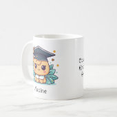 Leuke Kawaii Cartoon gepersonaliseerd Afstuderen Koffiemok (Voorkant links)