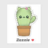 Leuke Kawaii Cartoon Kat Cactus Sticker (Vel)