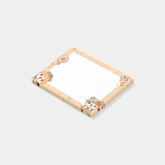Leuke kawaii cartoons post-it® notes (Schuin)