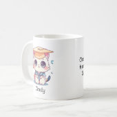 Leuke Kawaii Cat gepersonaliseerd Afstuderen Koffiemok (Voorkant links)