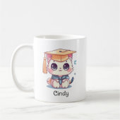 Leuke Kawaii Cat gepersonaliseerd Afstuderen Koffiemok (Links)