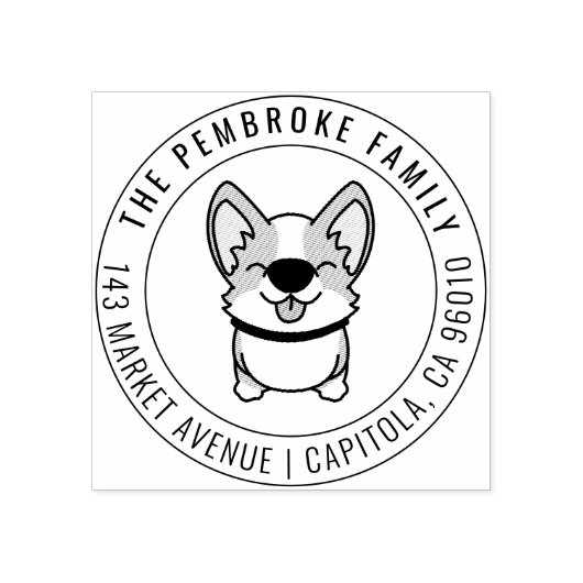 Leuke Kawaii Corgi familienaam retouradres Rubberstempel (Afrduk)