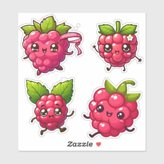 Leuke kawaii frambozen sticker (Vel)