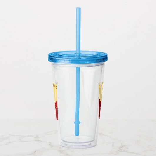 Leuke kawaii frietjes fastfood cartoon illustratie acryl drinkbeker (Rechts)