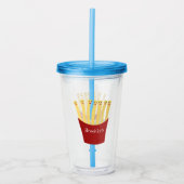 Leuke kawaii frietjes fastfood cartoon illustratie acryl drinkbeker (Voorkant)