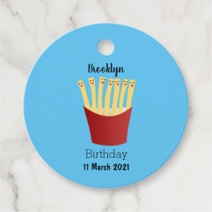 Leuke kawaii frietjes fastfood cartoon illustratie bedankjes labels