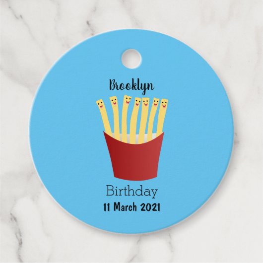 Leuke kawaii frietjes fastfood cartoon illustratie bedankjes labels (Voorkant)