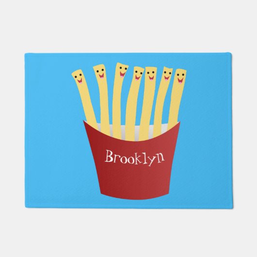 Leuke kawaii frietjes fastfood cartoon illustratie deurmat (Voorkant)