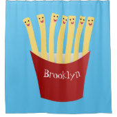 Leuke kawaii frietjes fastfood cartoon illustratie douchegordijn (Voorkant)