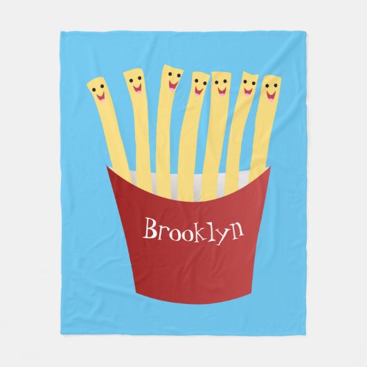 Leuke kawaii frietjes fastfood cartoon illustratie fleece deken (Voorkant)