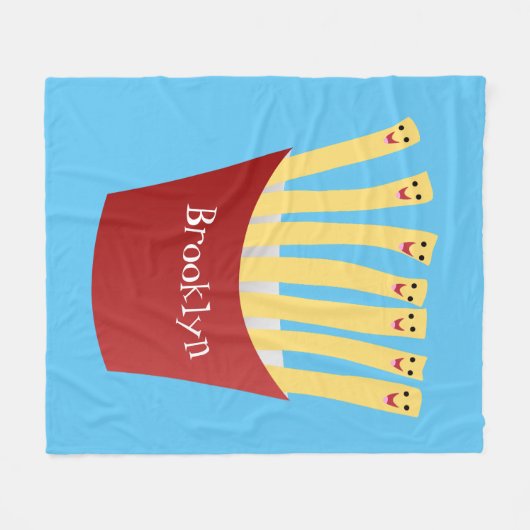 Leuke kawaii frietjes fastfood cartoon illustratie fleece deken (Voorkant (Horizontaal))
