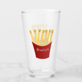 Leuke kawaii frietjes fastfood cartoon illustratie glas (Voorkant)