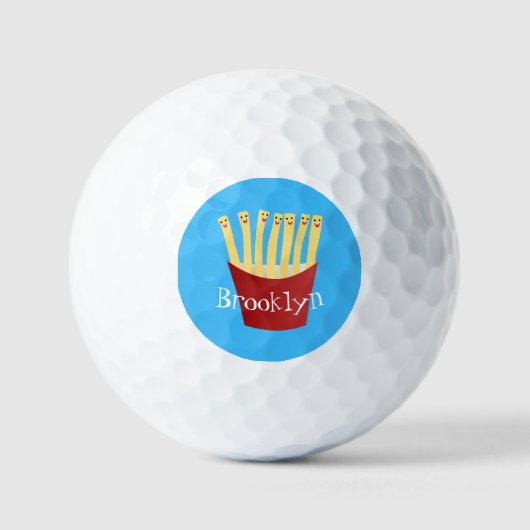 Leuke kawaii frietjes fastfood cartoon illustratie golfballen (Voorkant)