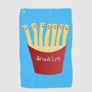 Leuke kawaii frietjes fastfood cartoon illustratie golfhanddoek