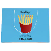Leuke kawaii frietjes fastfood cartoon illustratie groot cadeauzakje (Voorkant)
