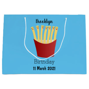 Leuke kawaii frietjes fastfood cartoon illustratie groot cadeauzakje