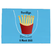 Leuke kawaii frietjes fastfood cartoon illustratie groot cadeauzakje (Achterkant)