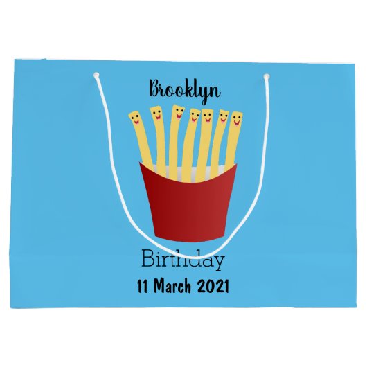 Leuke kawaii frietjes fastfood cartoon illustratie groot cadeauzakje (Achterkant)