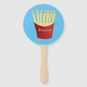 Leuke kawaii frietjes fastfood cartoon illustratie handwaaier (Achterkant)
