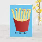 Leuke kawaii frietjes fastfood cartoon illustratie kaart (Gele Bloem)