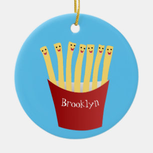 Leuke kawaii frietjes fastfood cartoon illustratie keramisch ornament