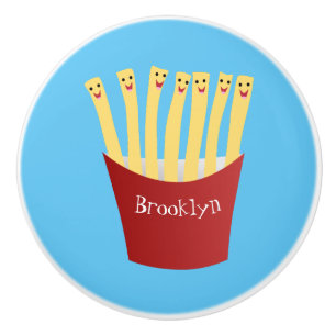 Leuke kawaii frietjes fastfood cartoon illustratie keramische knop