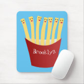 Leuke kawaii frietjes fastfood cartoon illustratie muismat (Met muis)