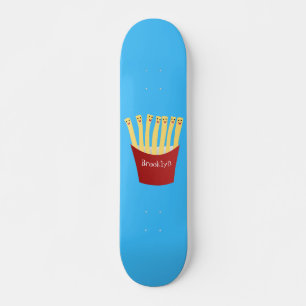 Leuke kawaii frietjes fastfood cartoon illustratie persoonlijk skateboard