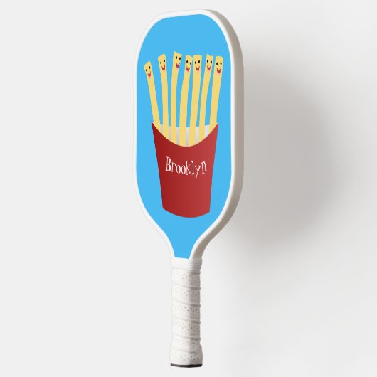 Leuke kawaii frietjes fastfood cartoon illustratie pickleball paddle (Links)