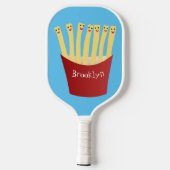 Leuke kawaii frietjes fastfood cartoon illustratie pickleball paddle (Achterkant)