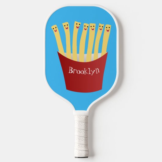 Leuke kawaii frietjes fastfood cartoon illustratie pickleball paddle (Voorkant)