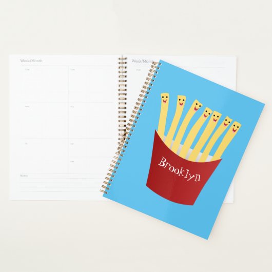 Leuke kawaii frietjes fastfood cartoon illustratie planner (Display)