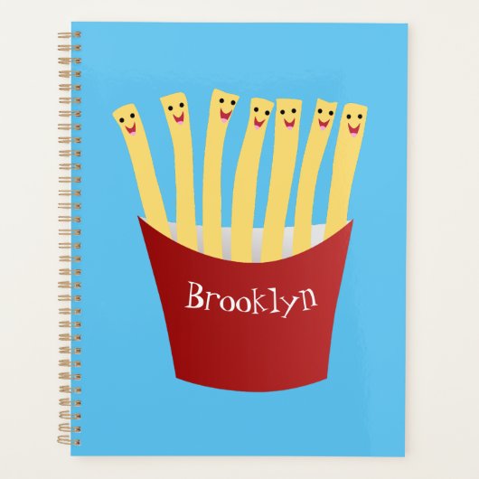 Leuke kawaii frietjes fastfood cartoon illustratie planner (Voorkant)
