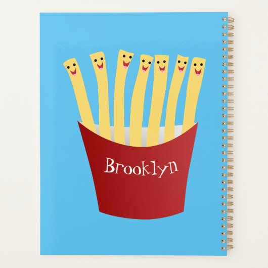 Leuke kawaii frietjes fastfood cartoon illustratie planner (Achterkant)