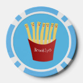 Leuke kawaii frietjes fastfood cartoon illustratie poker chips (Achterkant)