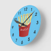 Leuke kawaii frietjes fastfood cartoon illustratie ronde klok (Hoek)