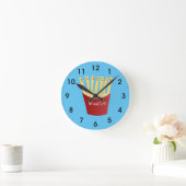Leuke kawaii frietjes fastfood cartoon illustratie ronde klok (Huis)