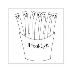 Leuke kawaii frietjes fastfood cartoon illustratie rubberstempel